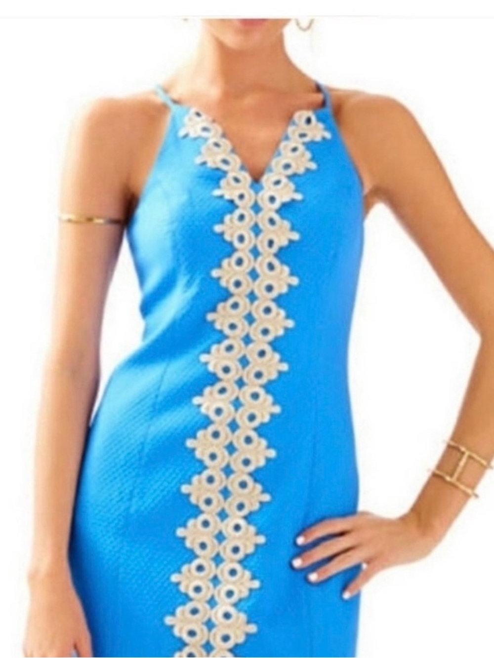 Lilly Pulitzer Blue  Shift Dress with Gold Trim